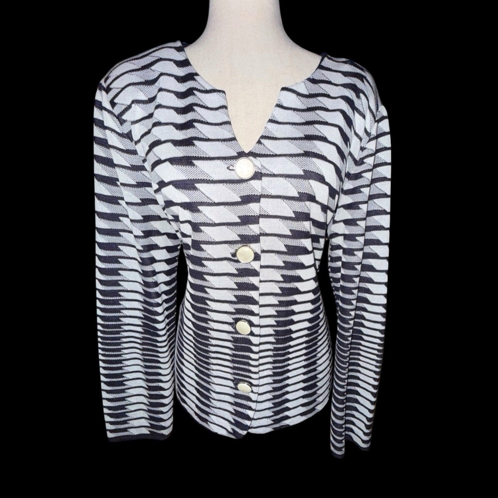 MISOOK Polyester Button Up Jacket Black White Women's Sz XL Evening Church